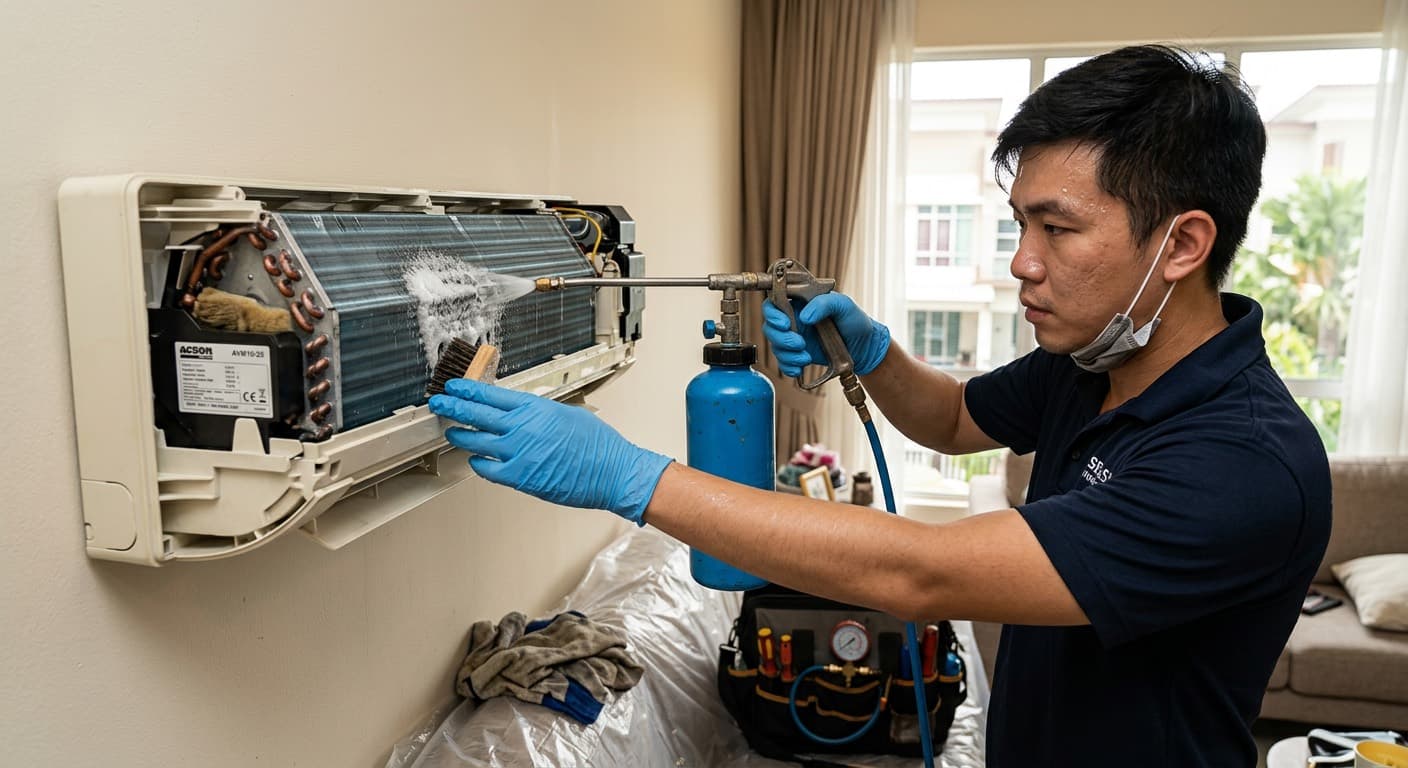 Aircond Samsung Servis & Chemical Wash Samsung dipasang di dinding rumah Malaysia